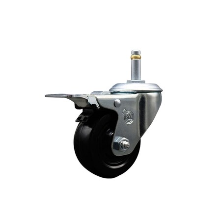 Service Caster 3'' Hard Rubber Wheel Swivel 7/16'' Grip Ring Stem Caster Total Lock Brake SCC-GRTTL20S314-HRS-716138